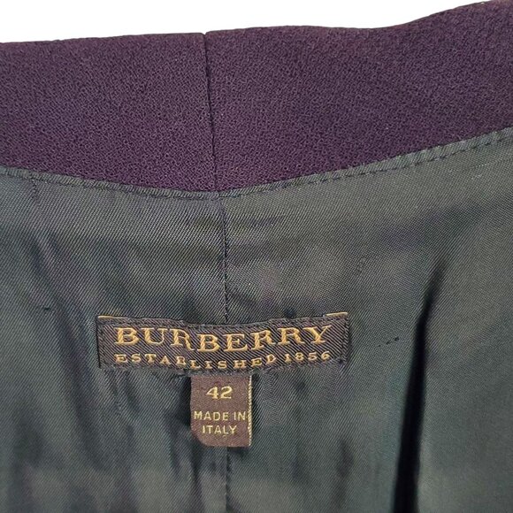 Burberry Size UK 42 US 12 Dress Crepe Wool Sheath Rolled Collar Italy Purple - Picture 4 of 16
